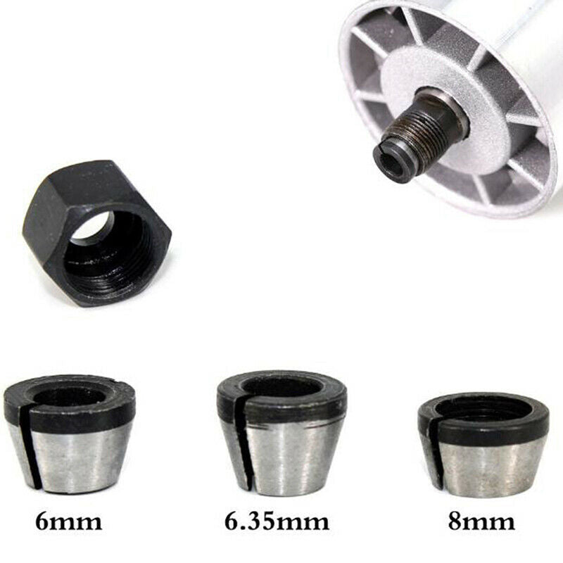 3pc/lot 6mm/6.35mm/8mm High Precision Adapter Collet Shank Router To.l8