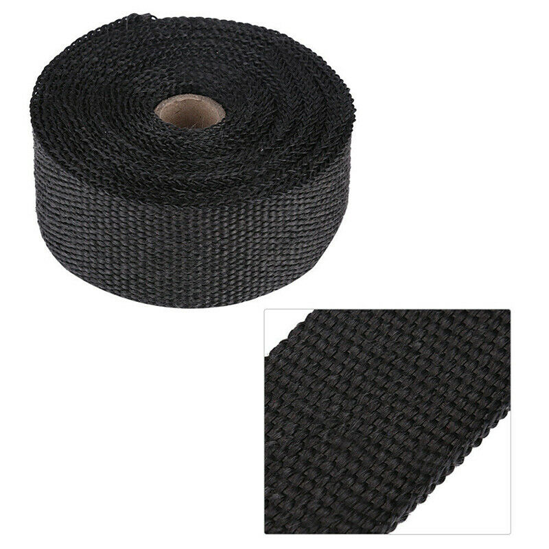 Roll 5M Black Fiberglass Exhaust Manifold Header Pipe Heat Wrap Tape +4 Ties Tt