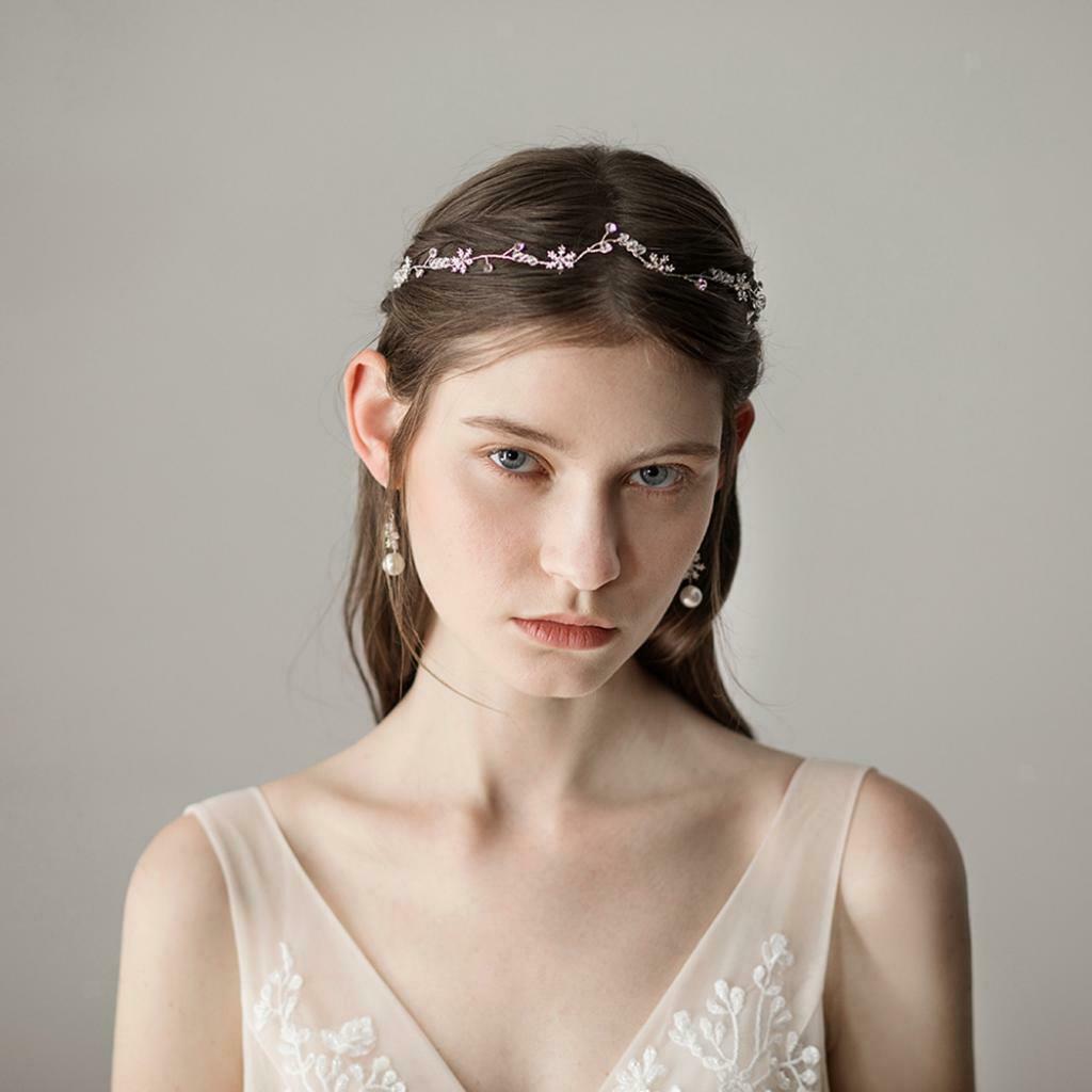 Wedding Bridal Floral Crystal Beads Headband Halo Prom Headpiece  Type 1