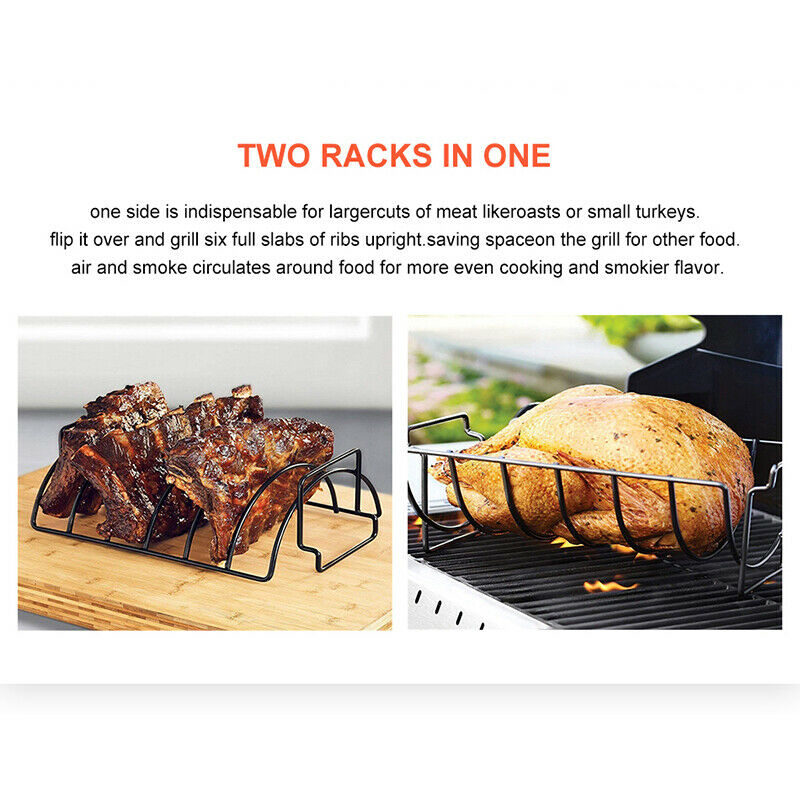 Non-Stick Rib Shelf Stand Barbecue Rib and  Stainless Steel Grilling basketBDAU