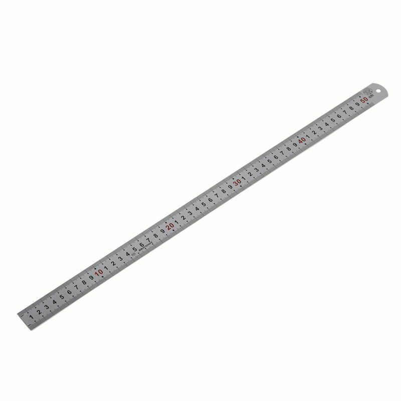 Double Side Scale Stainless Steel Straight Ruler Measu Tool 50cm Q2C9C9