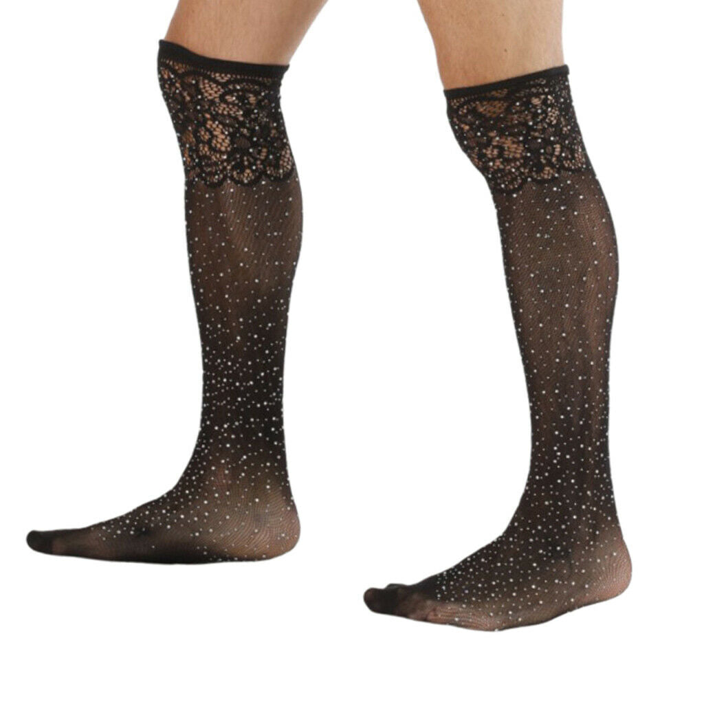 2 Pairs Set Mens Sexy Lace Sequins Stockings Pantyhose Hosiery Tights Socks