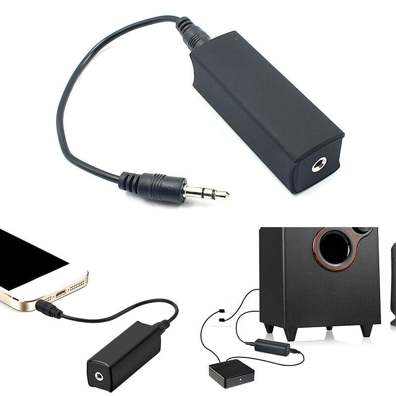 Ground Loop Noise Filter Isolator 3.5mm Cable For Home Stereo Car Audio Syst Tt