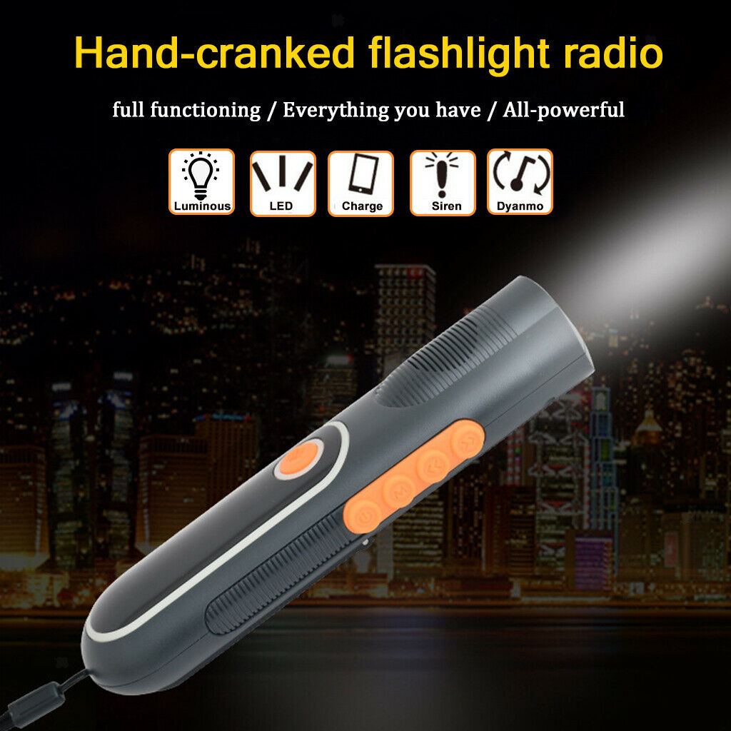 Hand Crank Self Powered Emergency LED Flashlight Power Bank Phone Charger