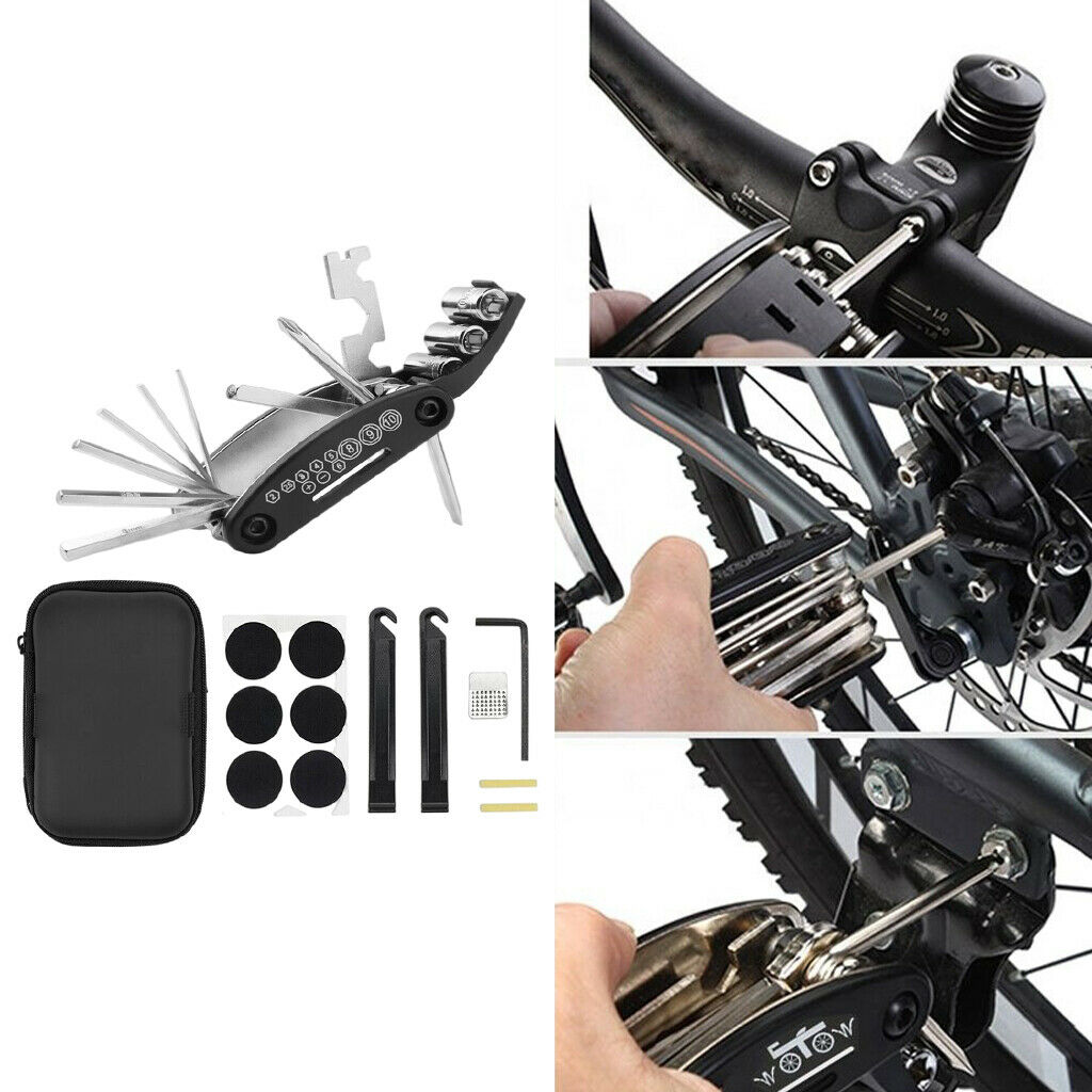 Bike Tire Tools Kit Patches Portable with Carrying Bag for