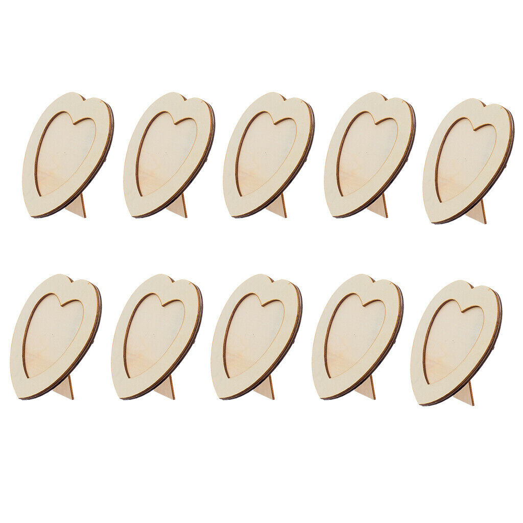 10Pcs Heart Shaped Wooden Photo Frame Holder Table Decor Picture Booth Children