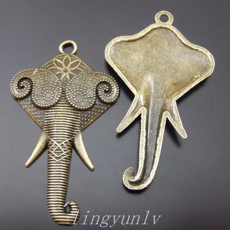 20 Pieces Antiqued Bronze Alloy Large Elephant Head Charms Pendants 50109