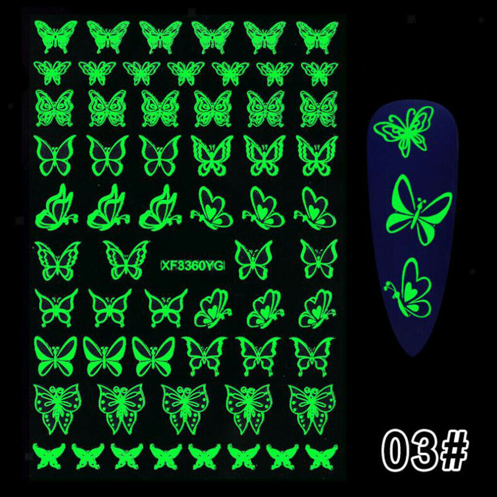 5pcs DIY Luminous Adhesive Manicure Nail Design Stickers Decals Stencils