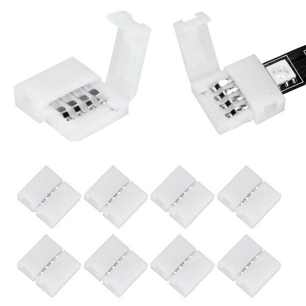 10x 10mm 4pin Solderless Connectors Adapter For 5050/2835 RGB LED Strip Light