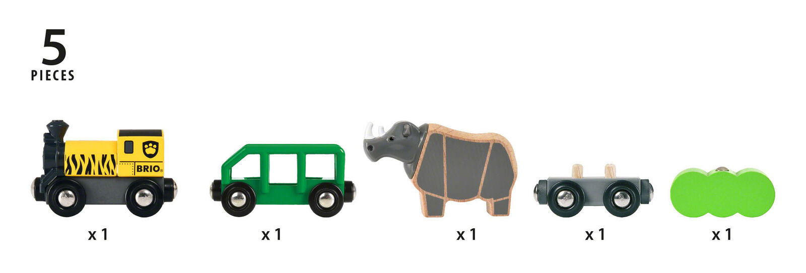 33964 BRIO WORLD Safari Rhino Train Wooden Plastic Magnetic Railway Children 3+