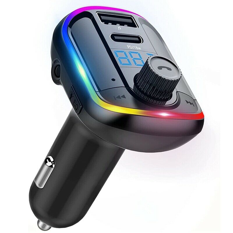 T829 Bluetooth 5.0 FM Transmitter for Car,Adapter Receiver with 10 Colors AmbiM3