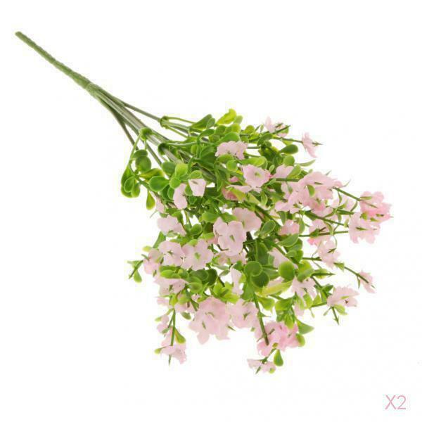 Set of 2, 7 Bundles Plastic Artificial Baby Breath Gypsophila Flower for Home