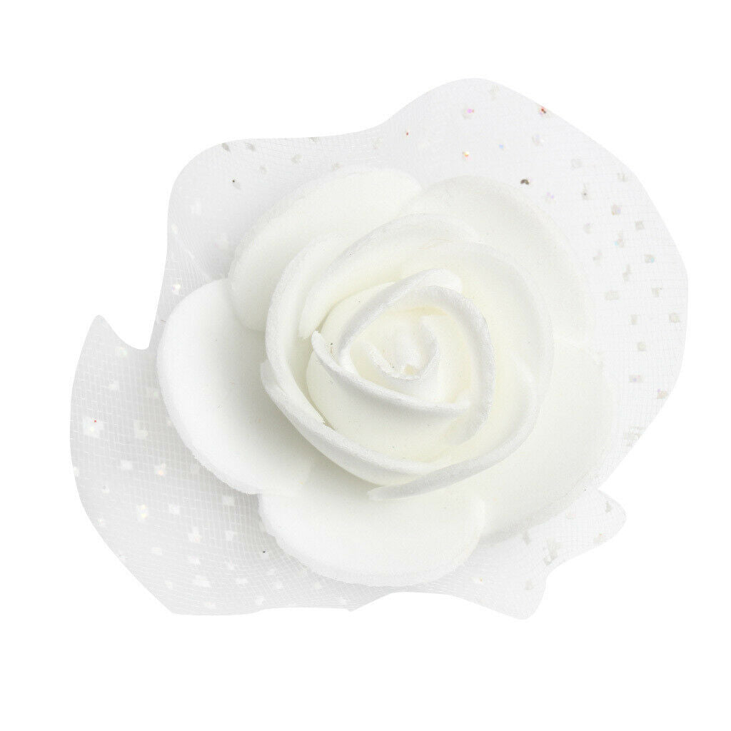 100pcs Artificial Foam Rose Head Flowers Wedding Home DIY Craft Decor White