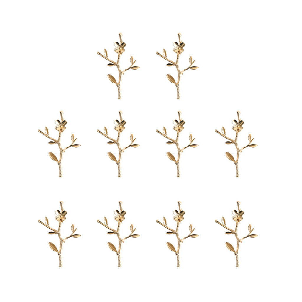 Pack of 10 Pieces Golden Alloy Flower Brooches Accessory DIY Wedding Decoration