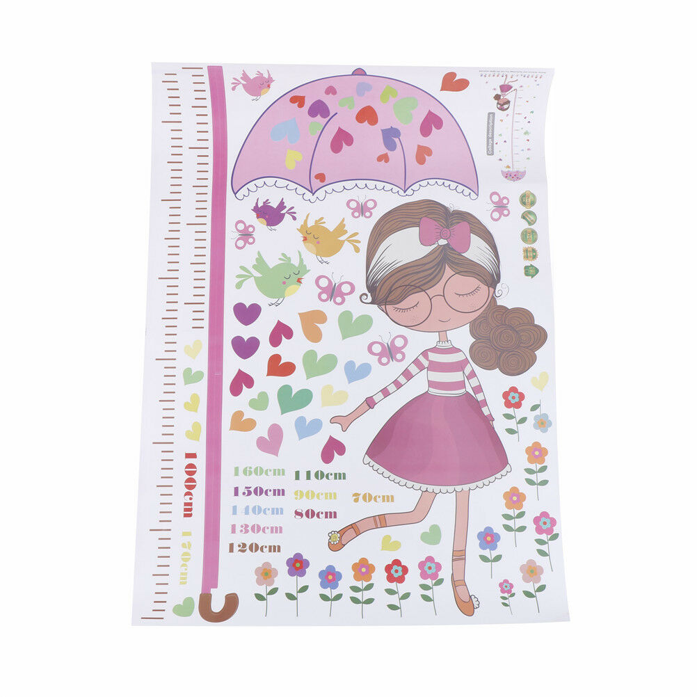 girl umbrella measure height wall stickers pvc mural kids room decor  DDB Re