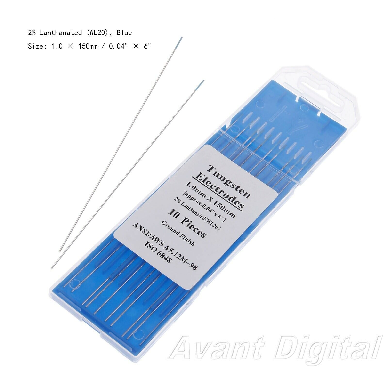 10X TIG Welding Tungsten Electrodes 2% Lanthanated 0.04"x6" Blue Tip Replace Kit