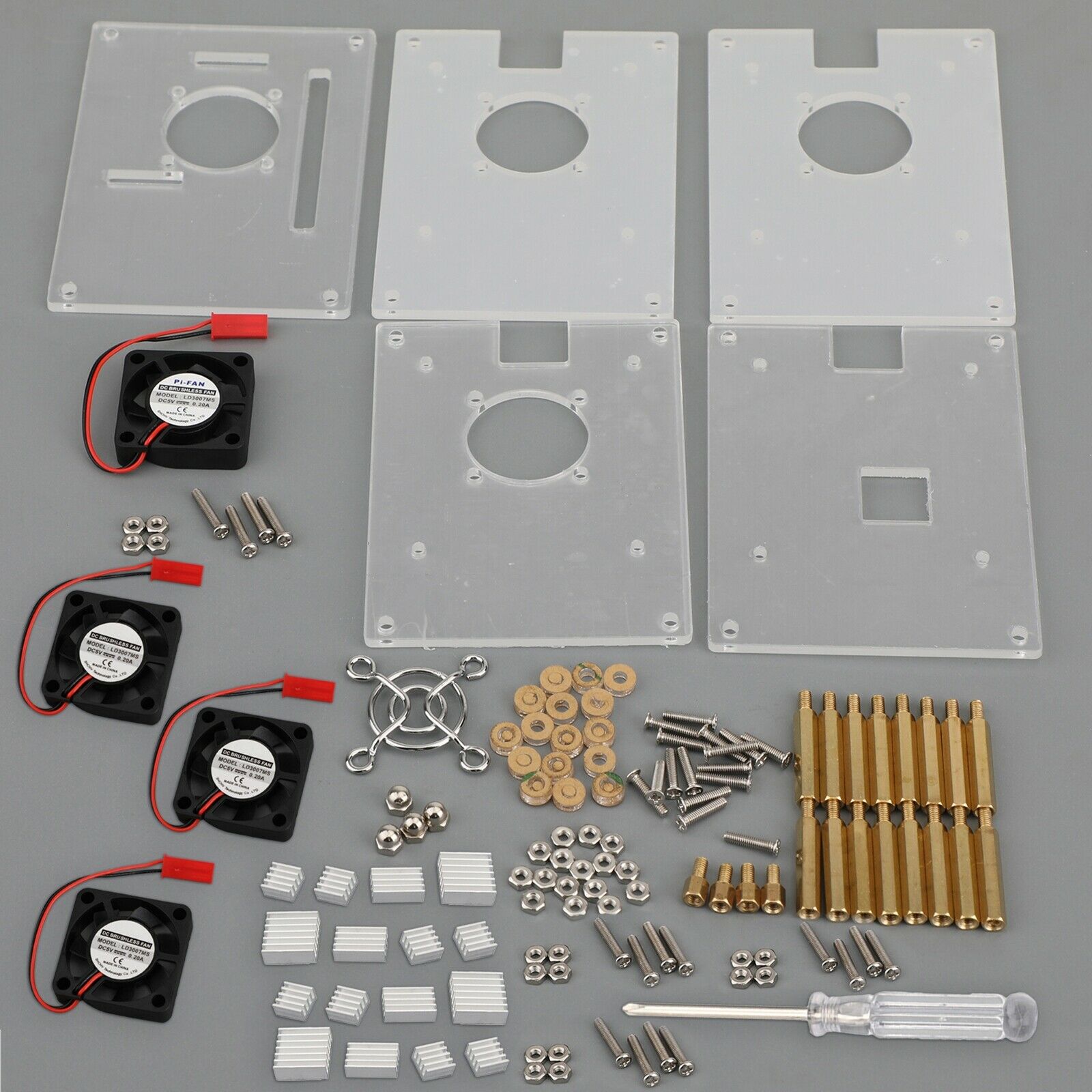 4 Layer Stackable Dog Bone Case Enclosure w/Cooling Fans for Raspberry Pi 4B  CA