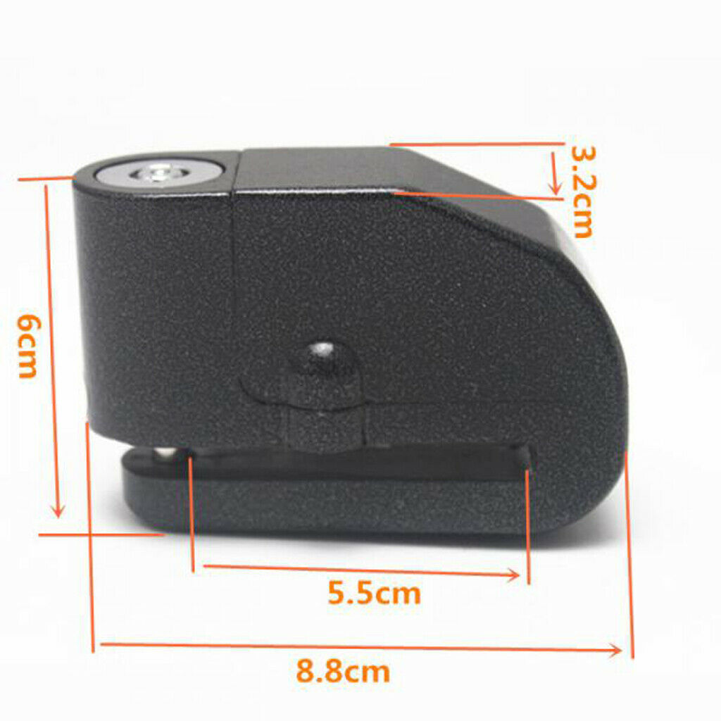 Anti Theft Disc Lock Alarm Keys Security for Motorcycle Eectric Bike Black