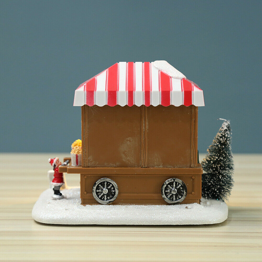 Christmas Light Up Popcorn Wagon Xmas Decoration Craft Ornament  Desktop Gifts