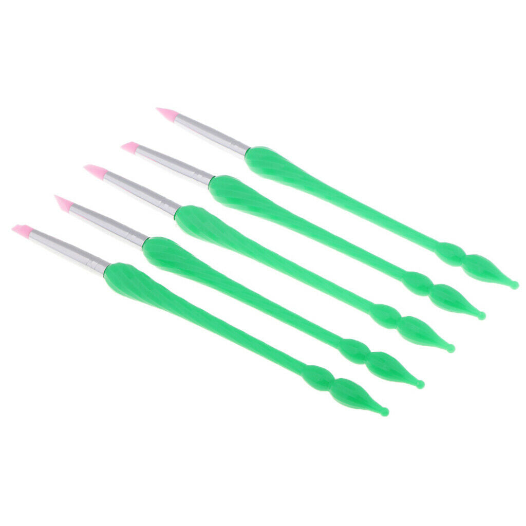 5pcs Professional Nail Art Brush UV Gel Polish Drawing Liner Painting Pen Green