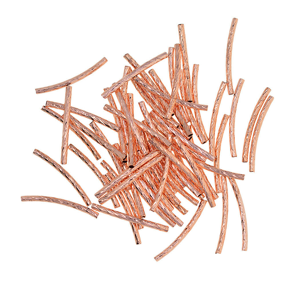 400pcs Engraved Curved Noodle Tube Spacer Beads Charms Jewelry Making Findings