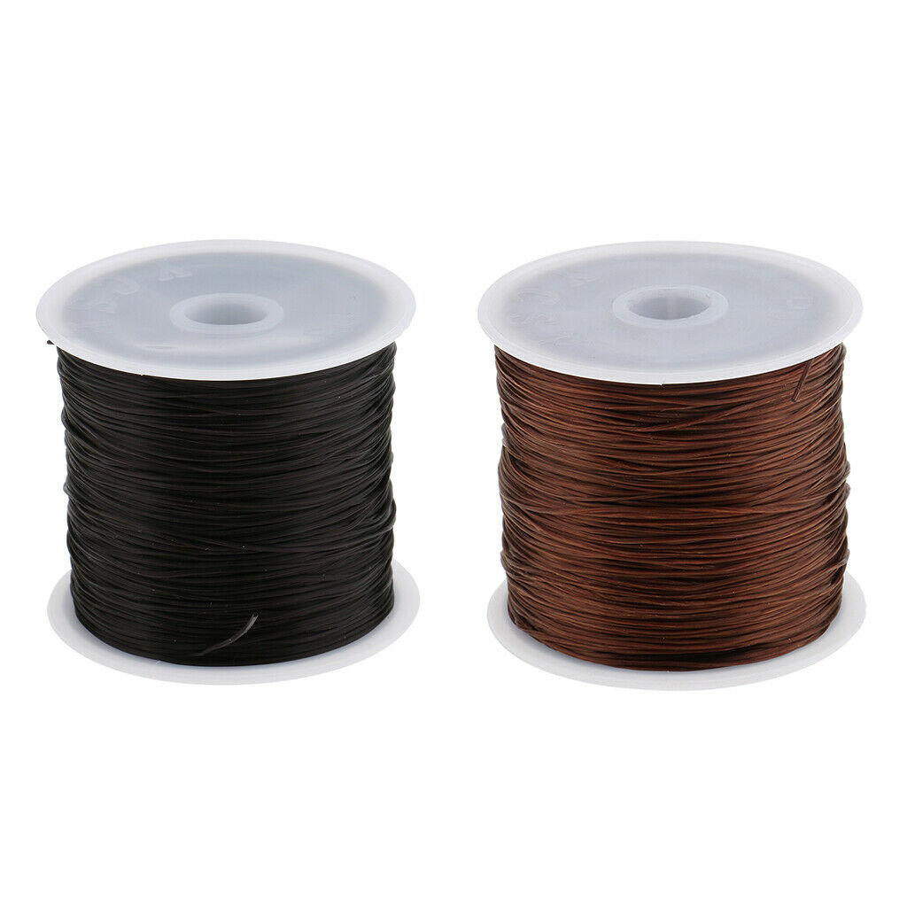 Pack of 2 Wig Weaving Thread Bracelet Necklace Sewing String Black+Brown