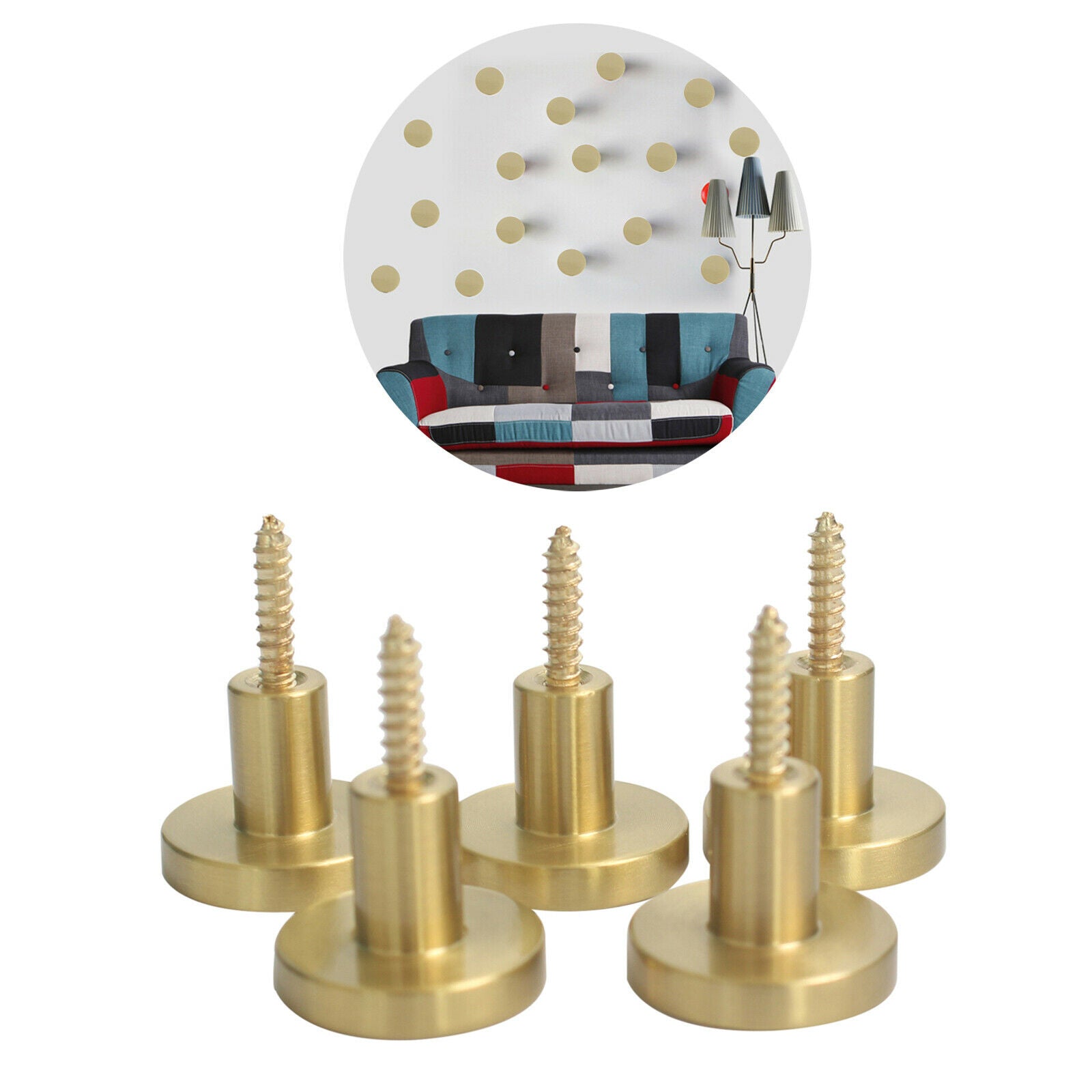 Set of 5 Brass Wall Mounted Porch Hooks Wardrobe Kitchen Coat
