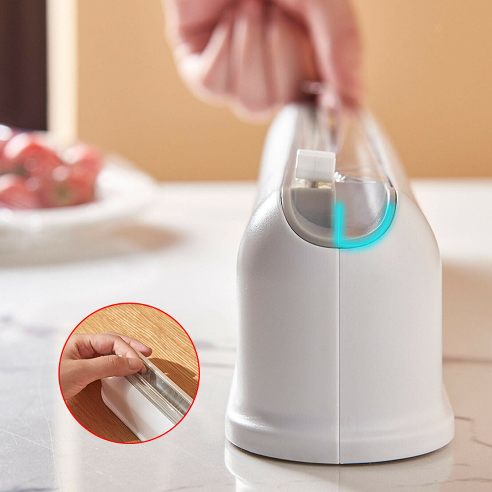 Plastic Food Wrap Dispenser Adjustable Foil Film Wrap Cutter Holder Reusable