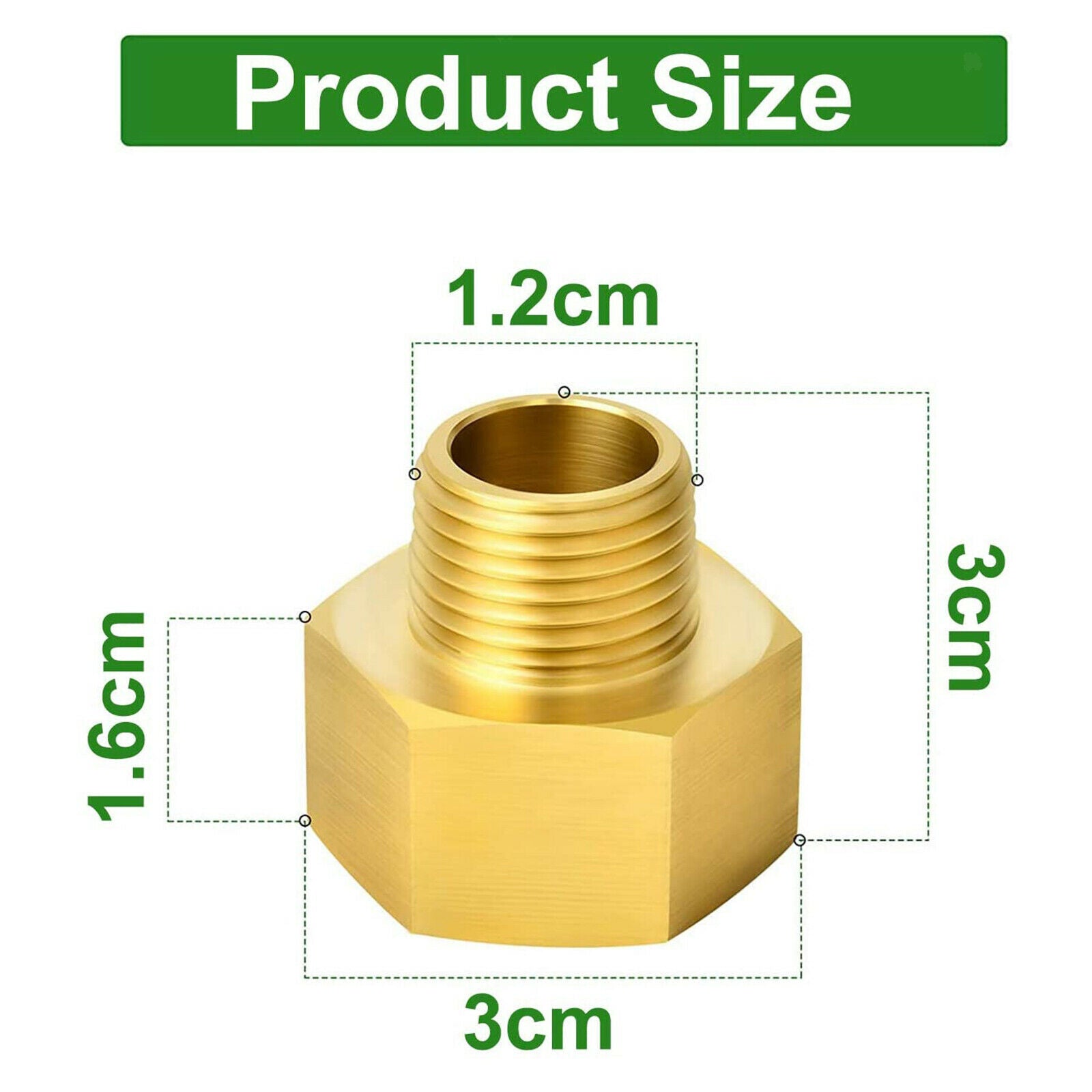 1Pair Brass Gas Hose Adapter 1/2'' Female x 1/4'' Male Thread Camping Picnic