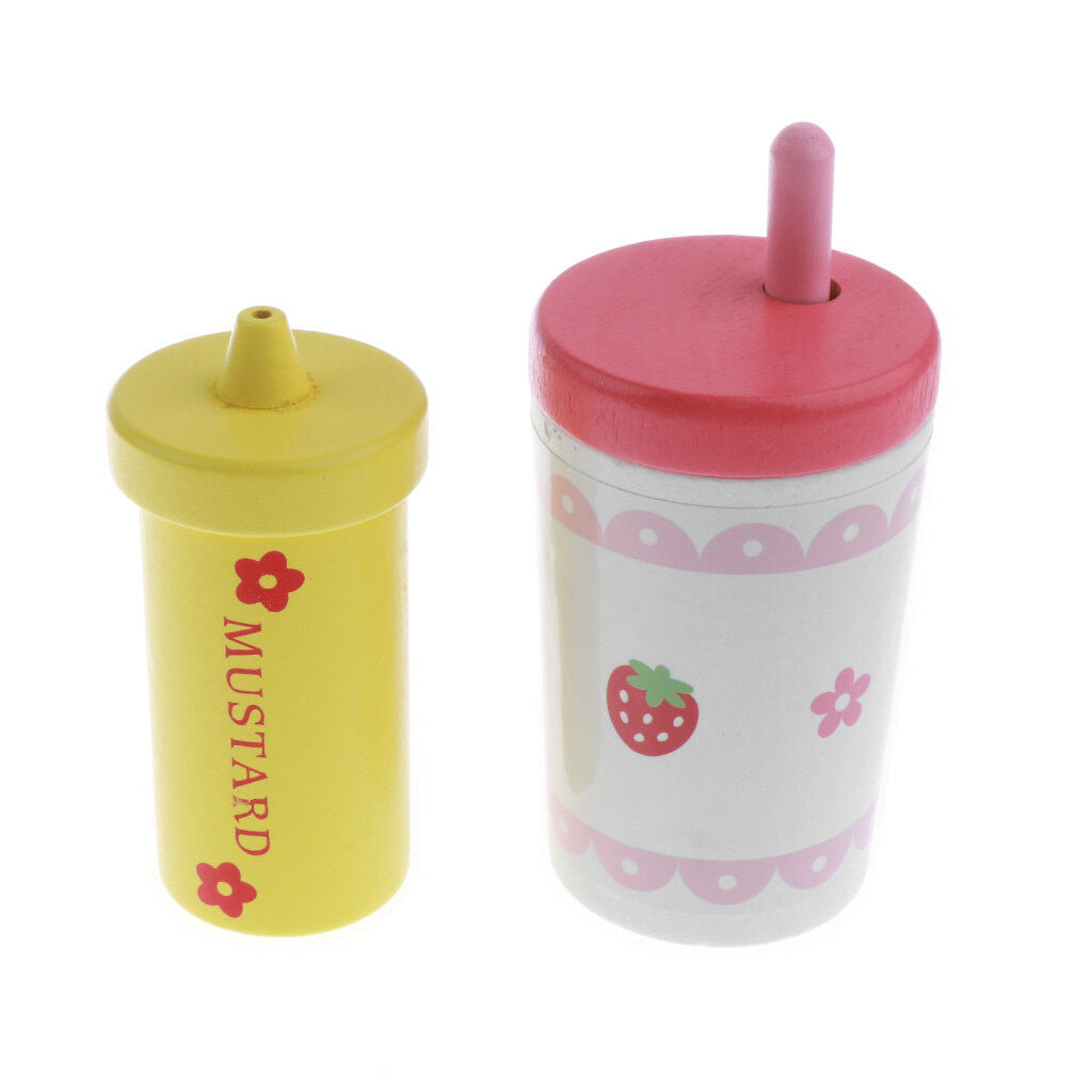 Kitchen Wooden Hamburger French Fries Food Toys Set for Kids Pretend Play