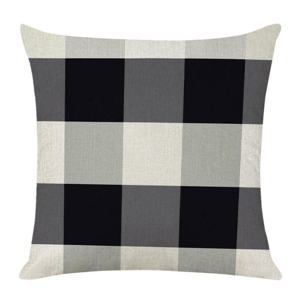 Linen Lattice Double Sided Print Pillowcase Soft Sofa Throw Pillow Case (5) @