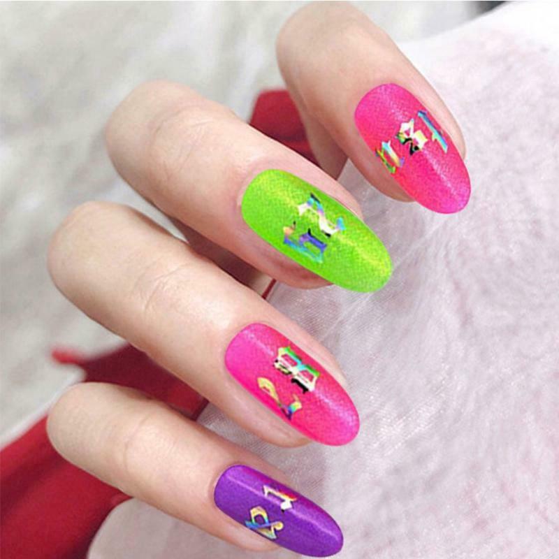 4Color/Set Russia Letter Word Numbers Old English Nail Stickers Nail Art Decals