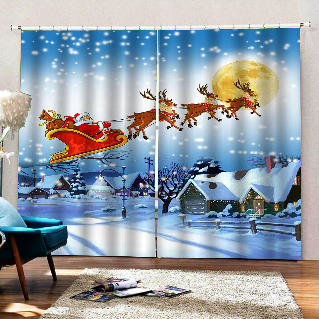 Christmas Shower Curtains, Colorful Xmas Wooden Window, Polyester Fabric Winter