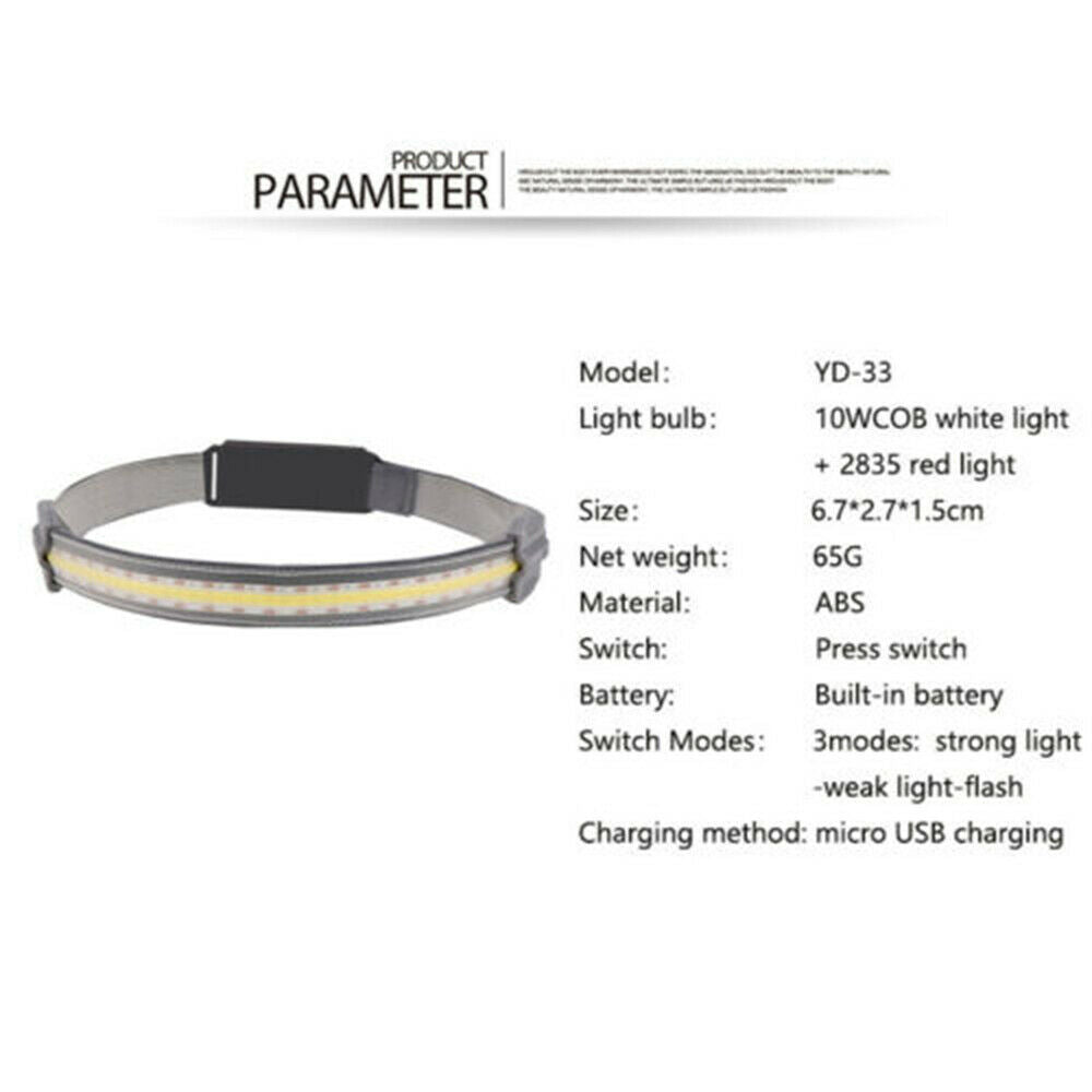 Hi-Beam Work Light 3 Mode COB+LED Headlamp Headlight Torch Flashlight