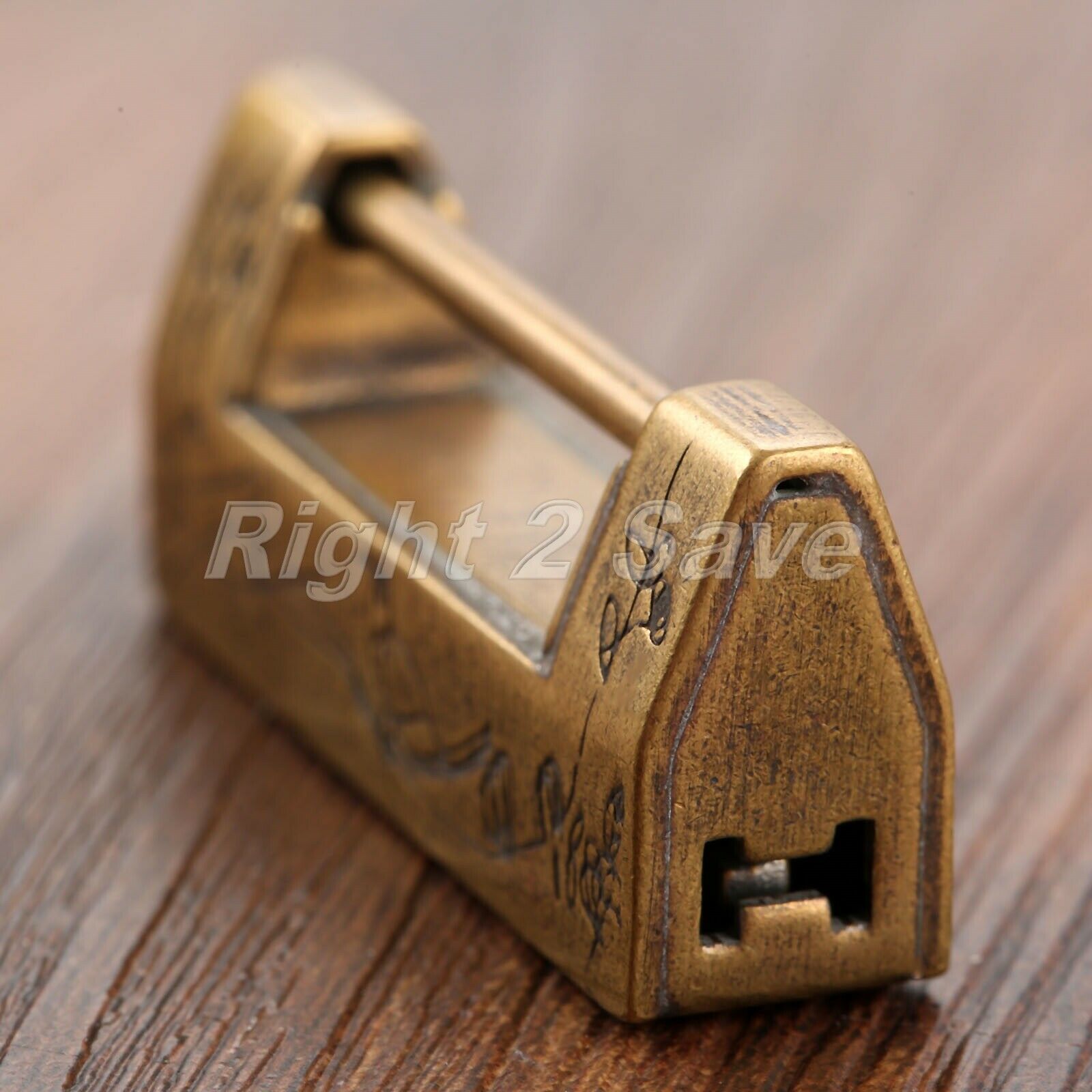 Unique Engraved Designs Jewelry Box Decorative Wood Chest Suitcase Padlock & Key