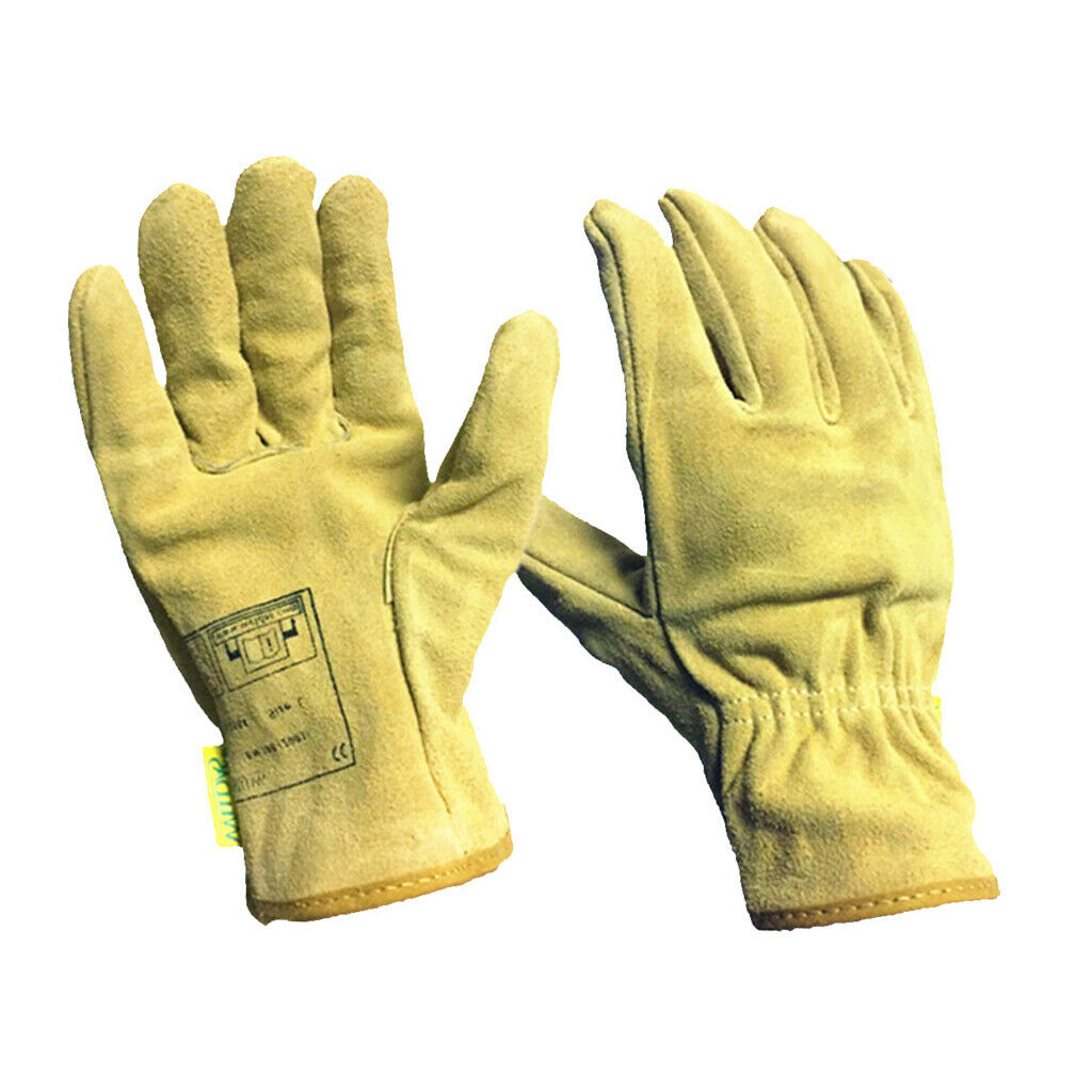 1 Pair Fireproof Wearable Welders Welding Gauntlet Work Gloves Yellow