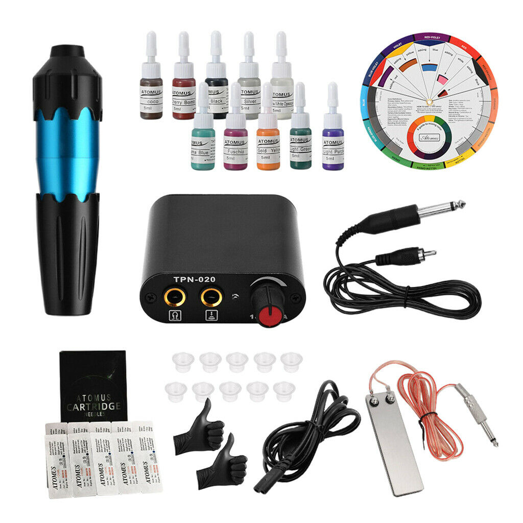 Powerful Tattoo Machine Set Rotary Pen Gun Cups Holder Stand Permanent Set