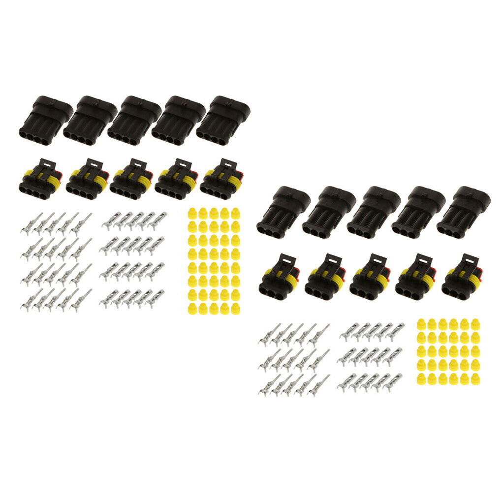 10 Sets Waterproof Electrical Connector Seal 1.5mm Terminal 4 Pins + 3 Pins