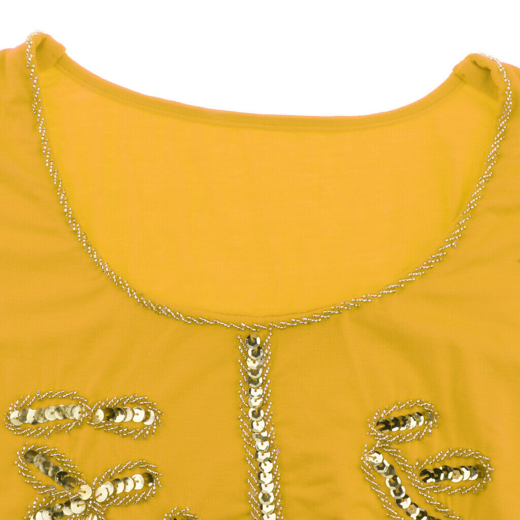 Yoga Belly Dance Tops Scoop Neck Crop Top Dance Performance Costume  Yellow