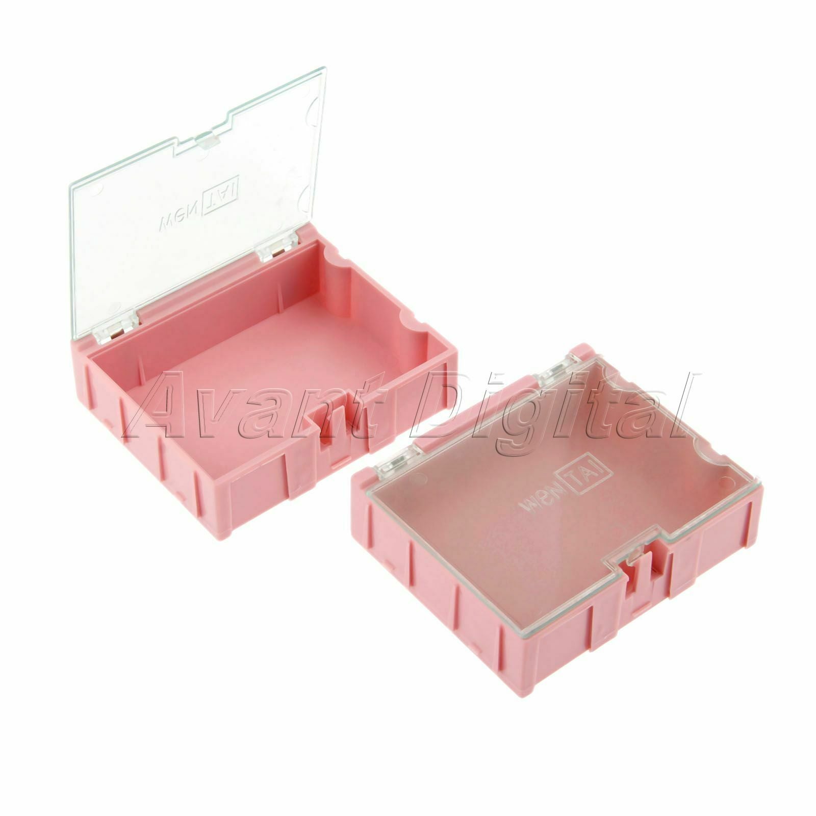 Brand New 2Pcs Pink Anti-Static Part Storage Electronic SMT SMD Component Box
