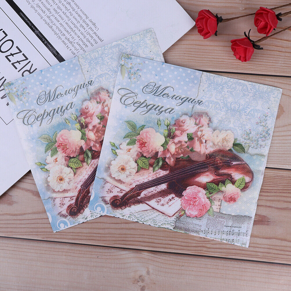 Print Flowers and Music Table Paper Napkins for Party Birthday Wedding Fe.l8