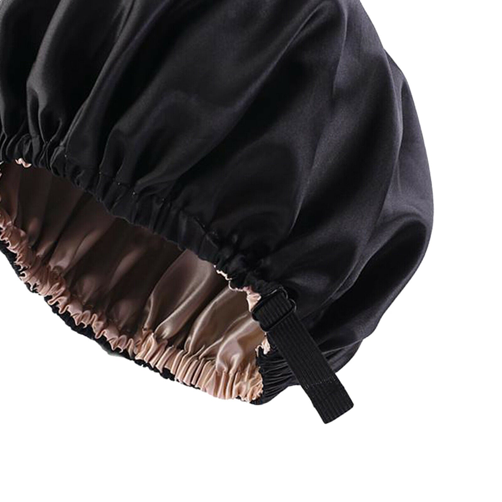 Satin Silk Bonnet Night Sleeping   Hat For Curly Natural Hair Black 14.17"
