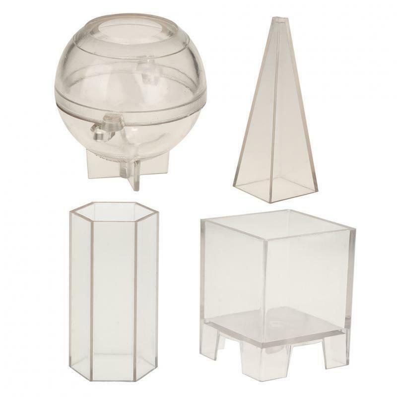 4 Pcs Ball, Pyramid, Hexagon, Cube Candle Shape Soap Mold For Diy Candle Making