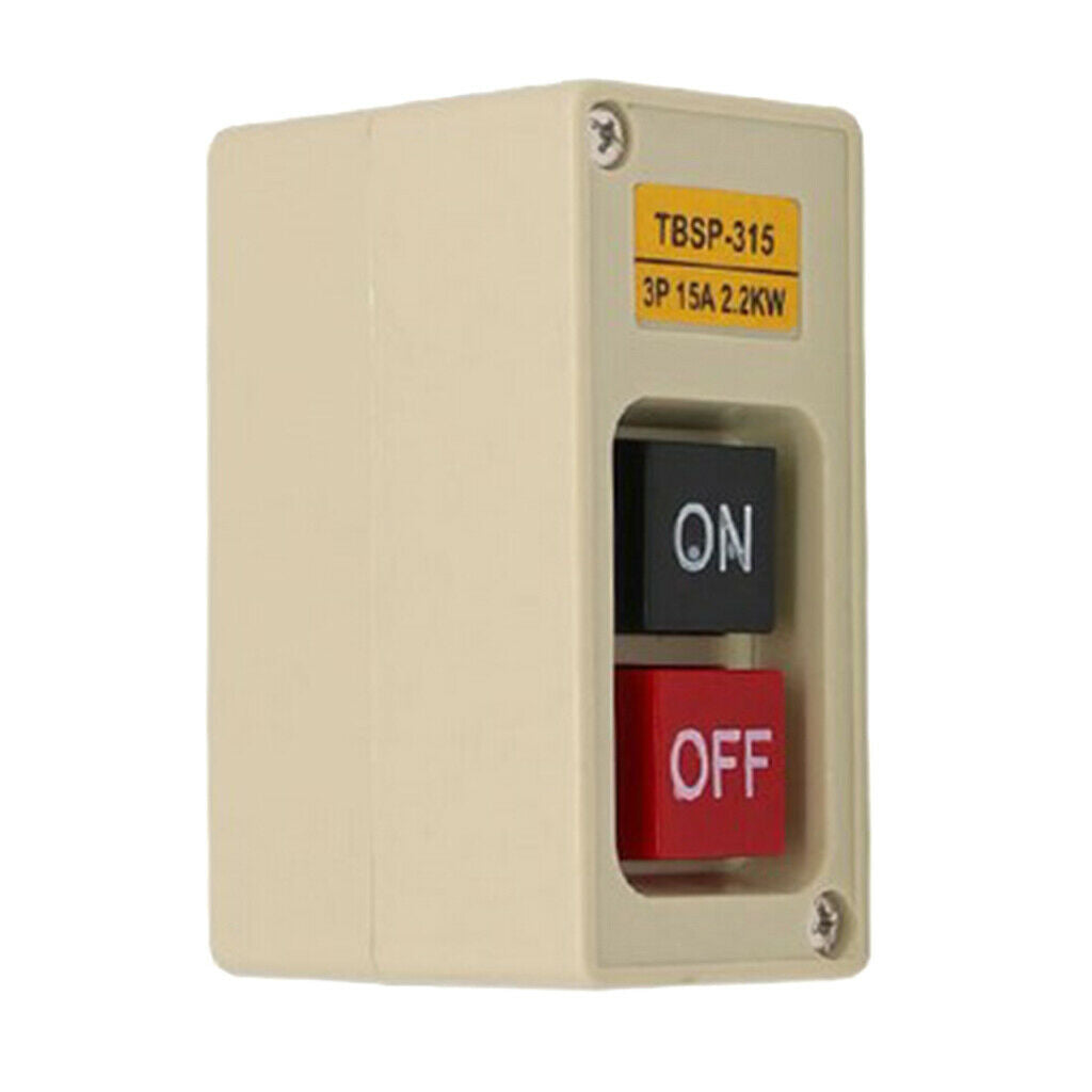 1x TBSP-315 3P 2.2Kw 15A Power Push Button Switch Two Key ON/OFF Lock Tend