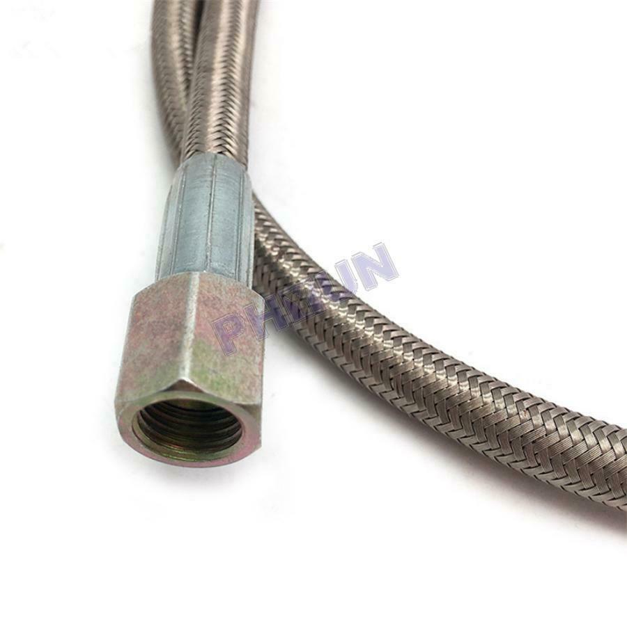 24 Inch 4 AN 90 Degree Steel Braided Turbo Oil Line Kit For T3/T4 Oil Feed Turbo