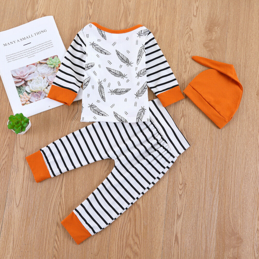 3pcs Newborn Toddler Boy Baby Girl Casual Clothes T-shirt Tops+Pants Outfits Set