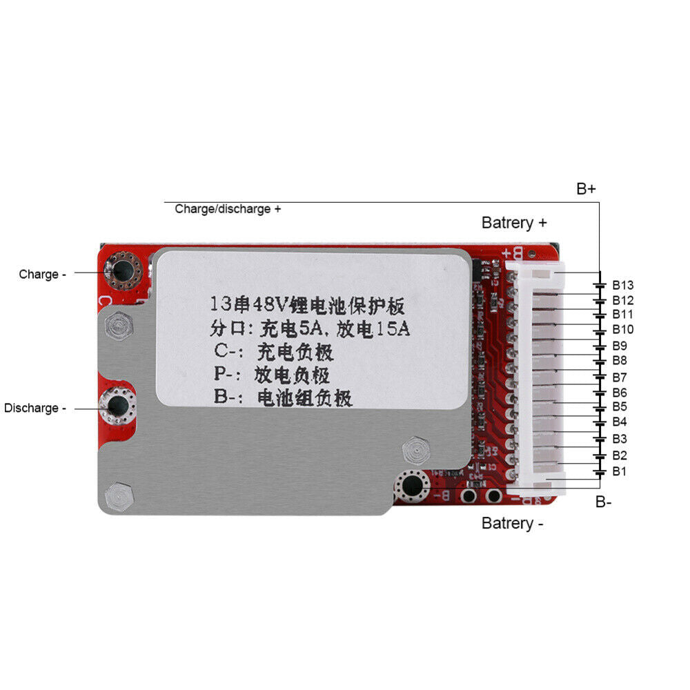 Li-Ion Li-Polymer Battery Pack Protection Board BMS for 13S 48V/54.6V Batteries