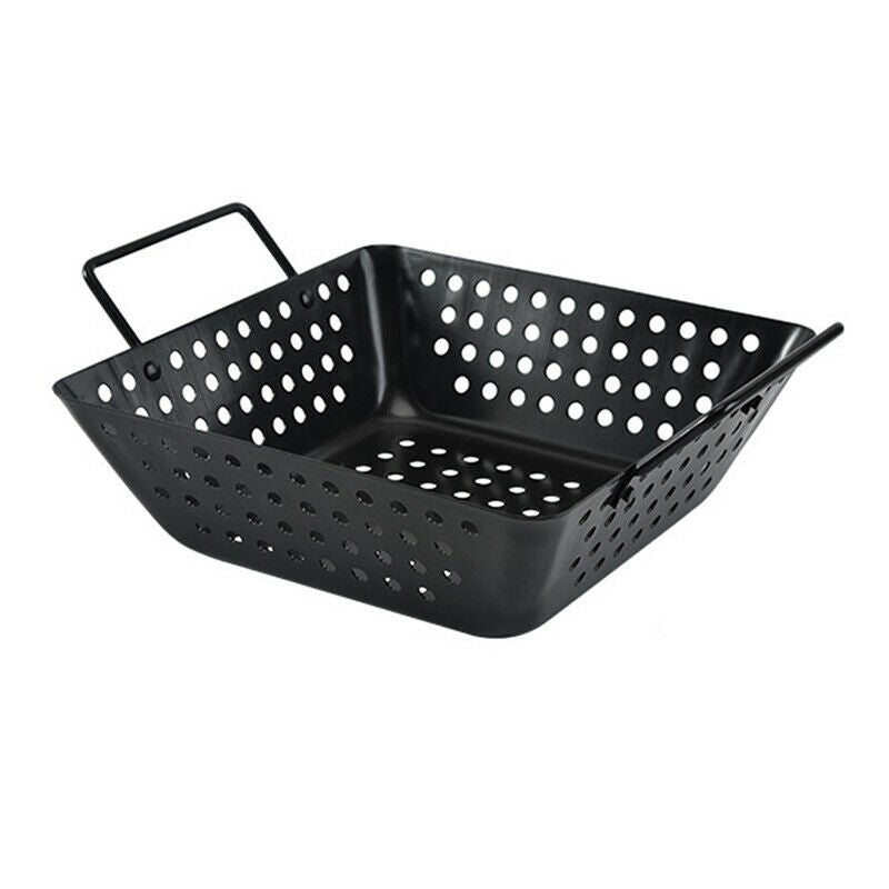 Square Grill Wok with Handle,BBQ Accessory Barbecue Tools for Stir Fry,ShrimG8P2