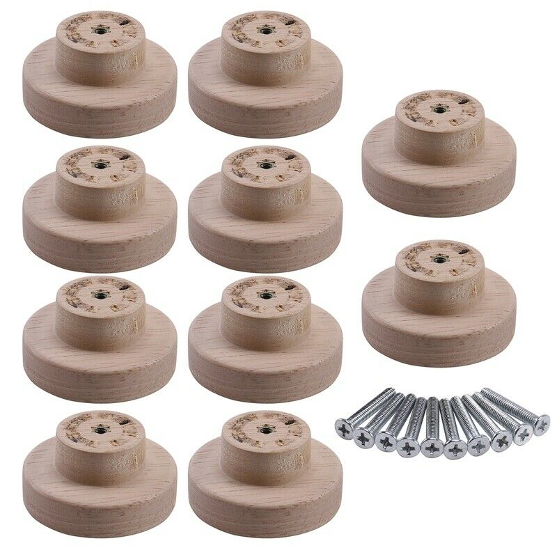 10X Home Accessory 50X25Mm Wooden Knob Wood Round Pull Knobs for Cabinet Der SQ8
