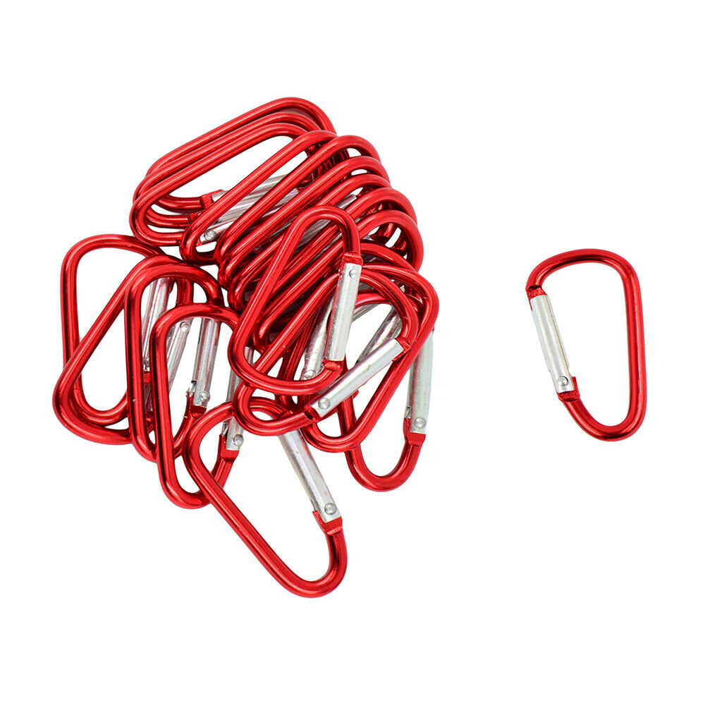 20 Pieces Hook Key Rubber Clip Shaped Red Carabiner Aluminum